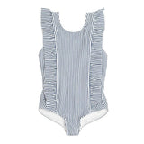 girls navy stripe ruffle one piece