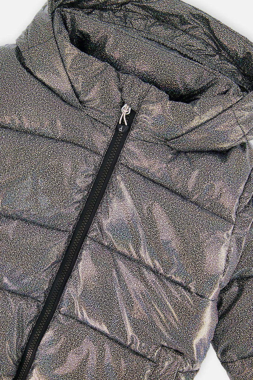 Winter Puffy Jacket Black Glitter