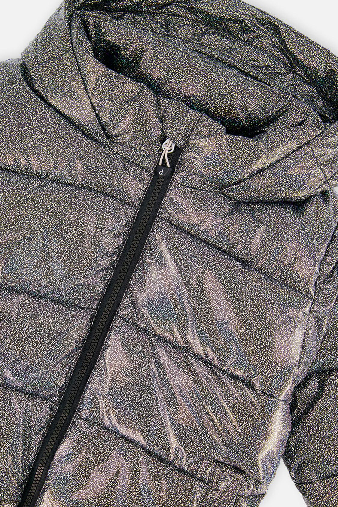Winter Puffy Jacket Black Glitter