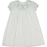 Myrtille Blue Floral Short Sleeve Bishop Dress