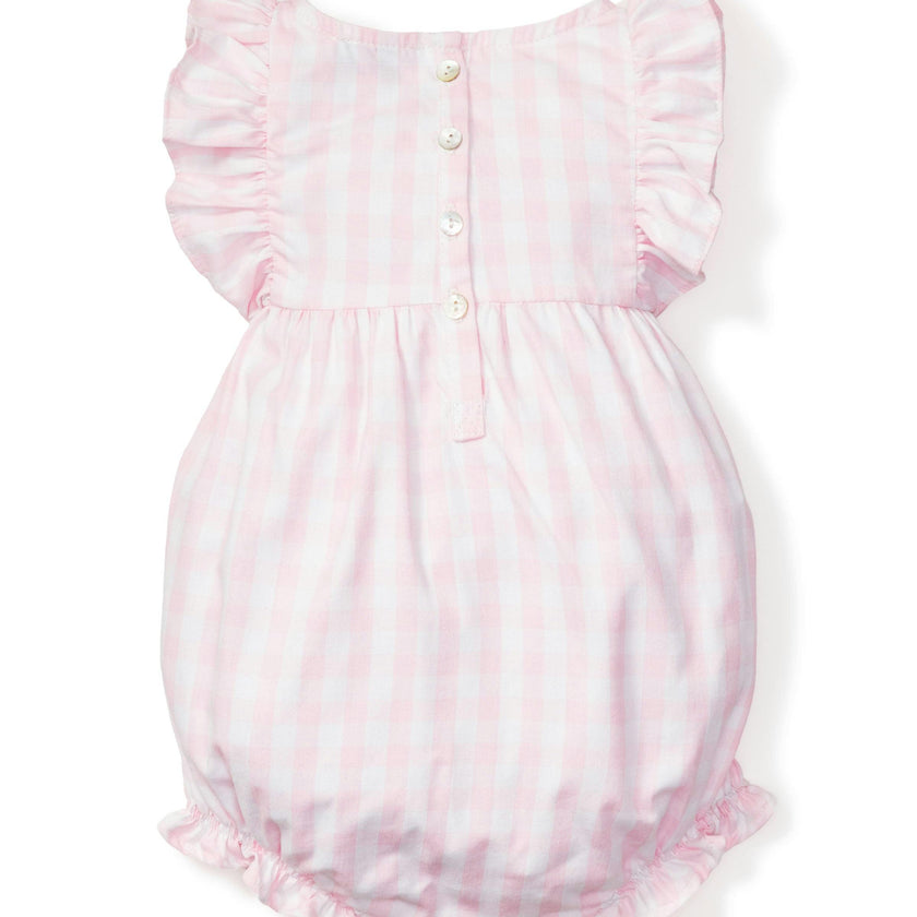 Baby's Twill Ruffled Romper in Pink Gingham