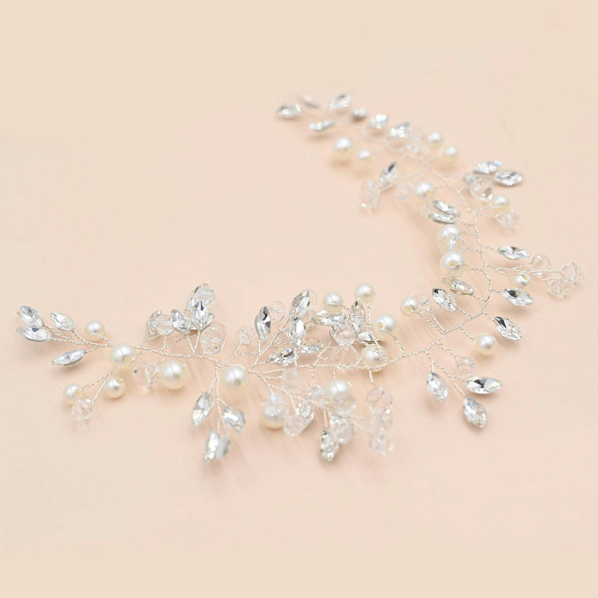Crystal Accent Pearl Hair Vine