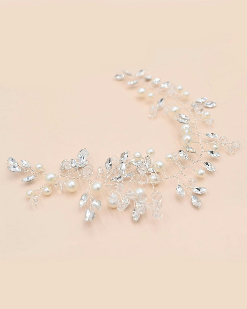 Crystal Accent Pearl Hair Vine