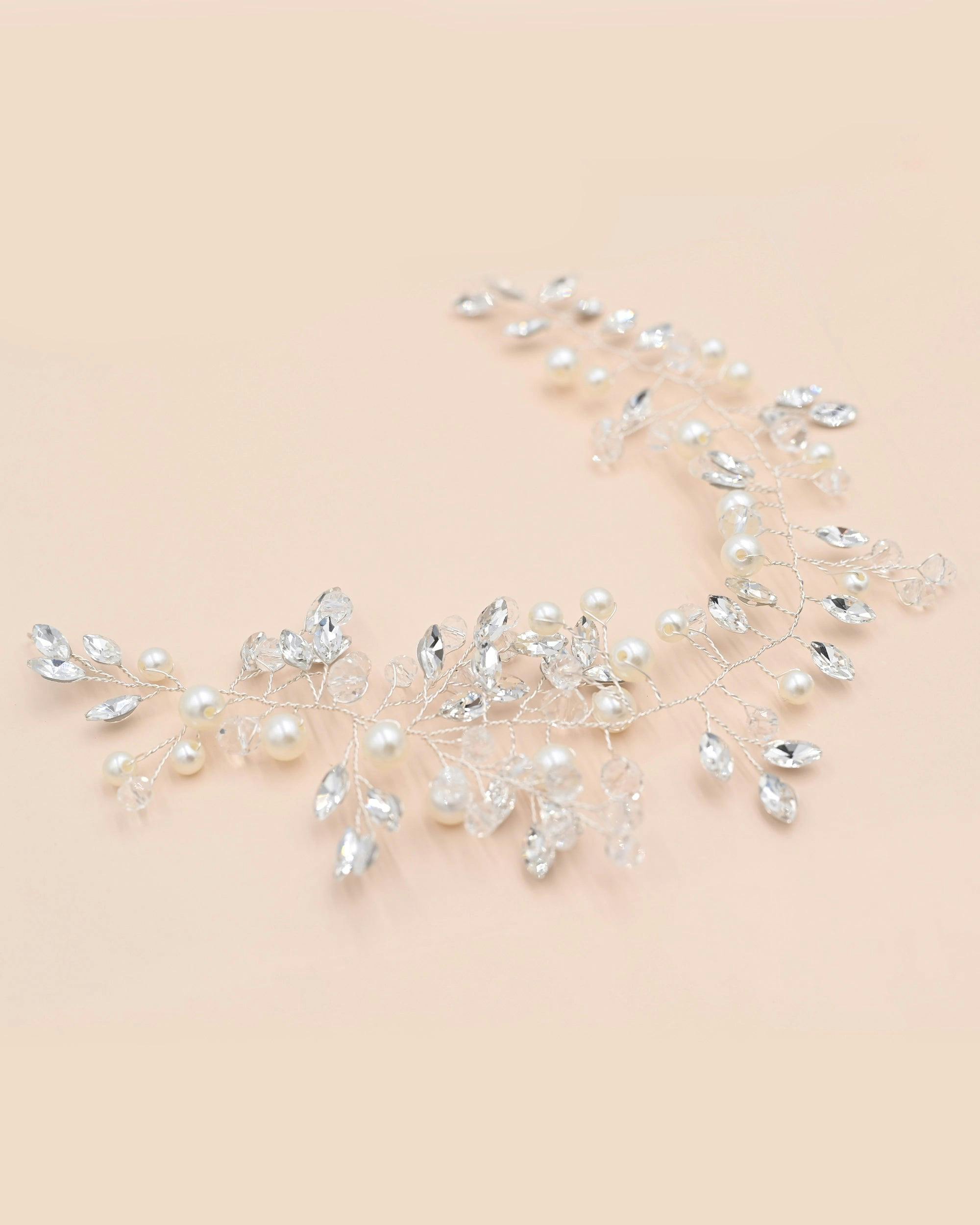 Crystal Accent Pearl Hair Vine