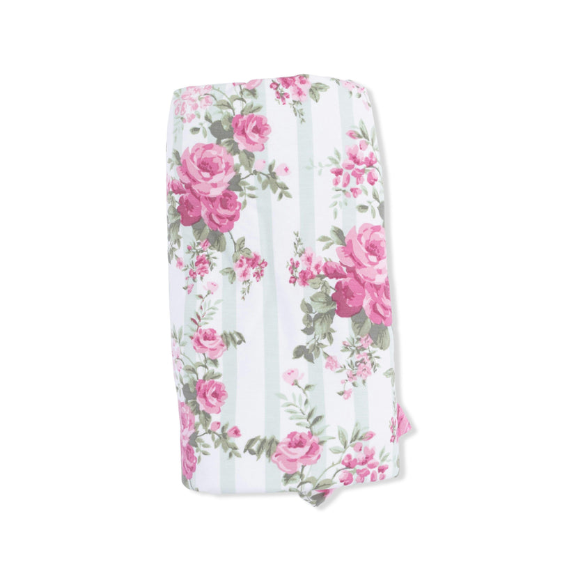Cabbage Rose Stripe - Ruffle Blanket