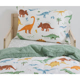 Cotton Muslin Toddler Bedding 3 Piece Set - Dino Names