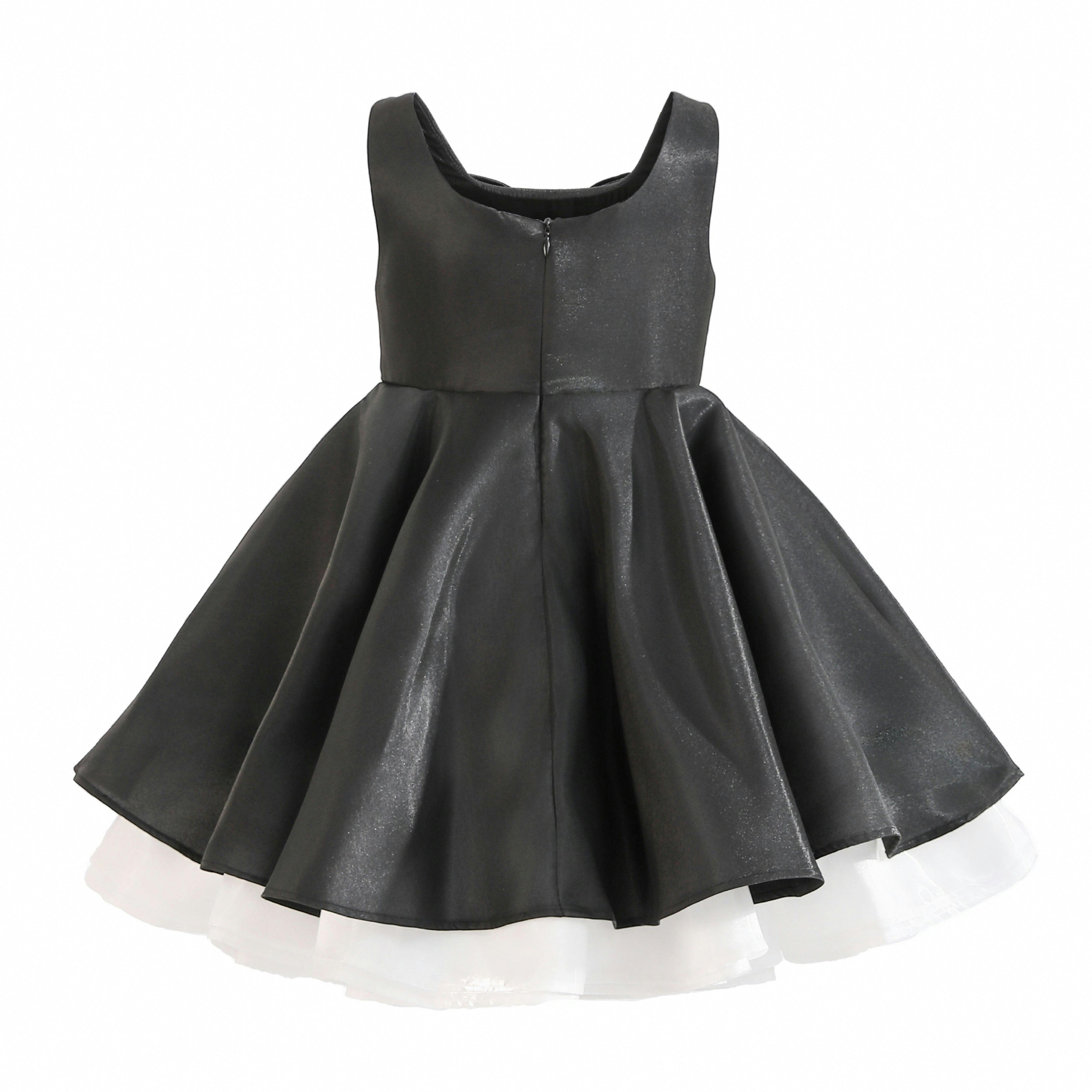 Black Lucienne Satin Bow Dress