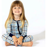 Holiday Plaid Blue Bamboo Convertible Footie