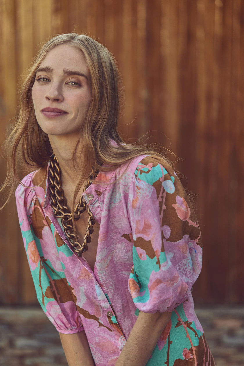 Bubble Linen Dress - Aquarela