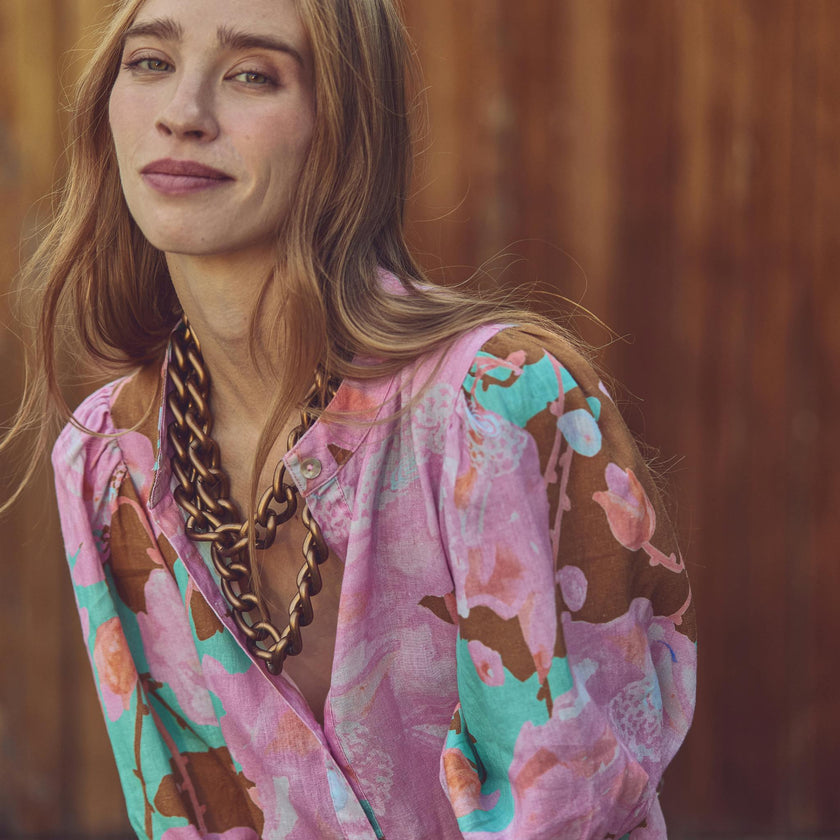 Bubble Linen Dress - Aquarela