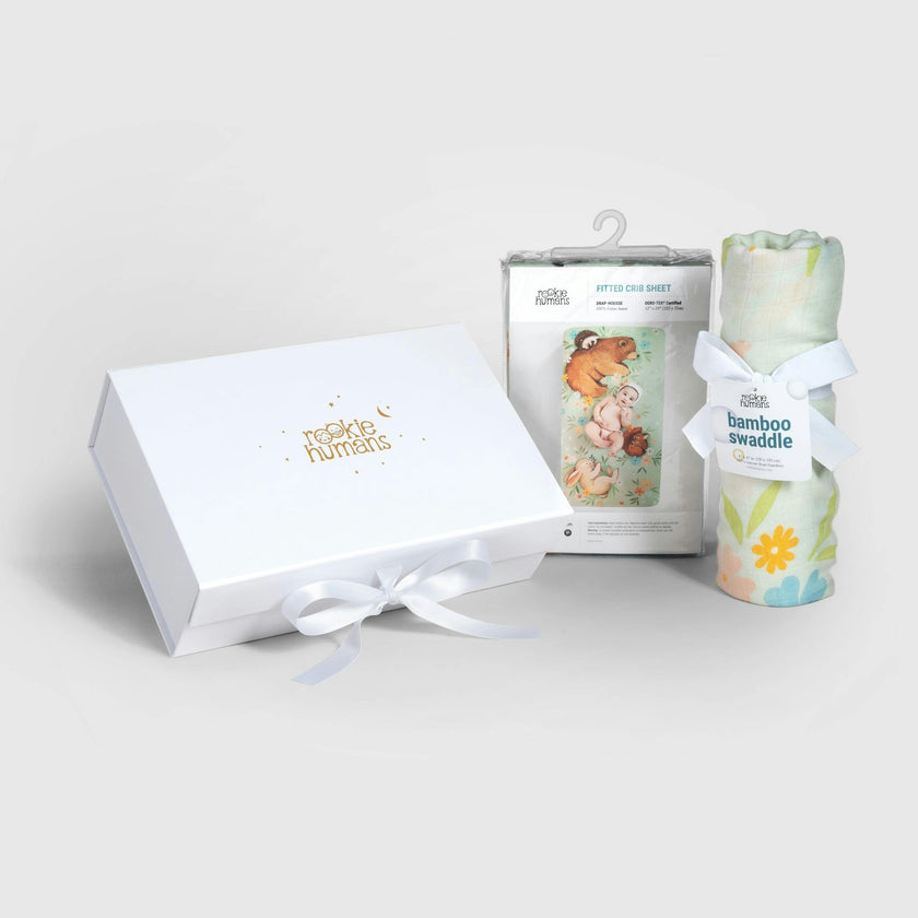 Crib Sheet & Swaddle Baby Gift Set - Enchanted Meadow