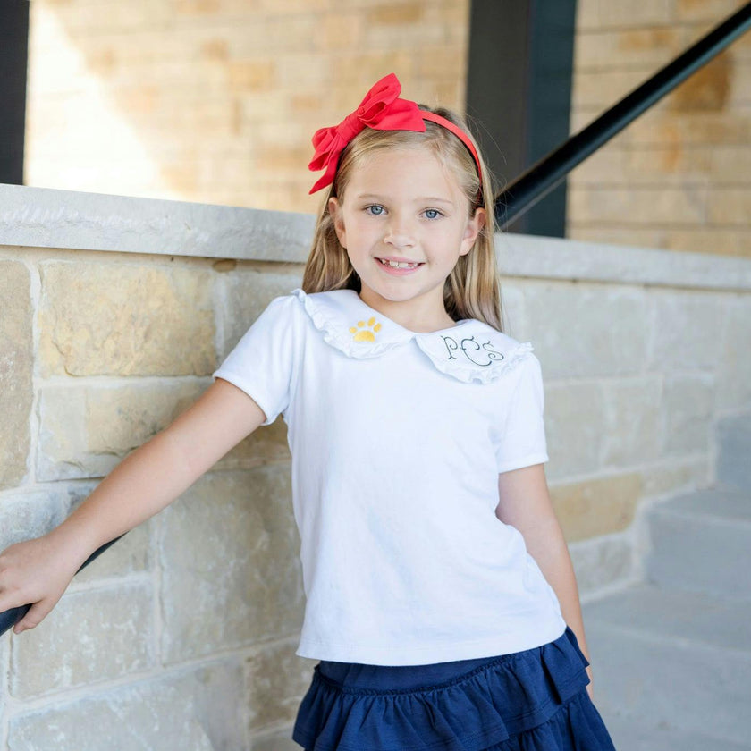 Maggie Girls' Tiered Pima Cotton Skirt Navy