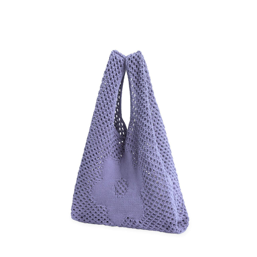 organic cotton crochete bag - violet flower