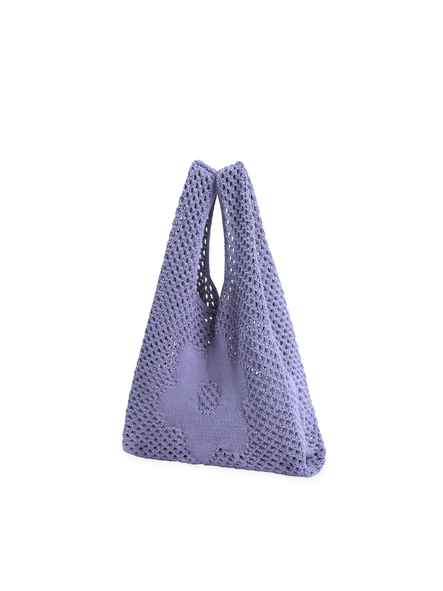 organic cotton crochete bag - violet flower