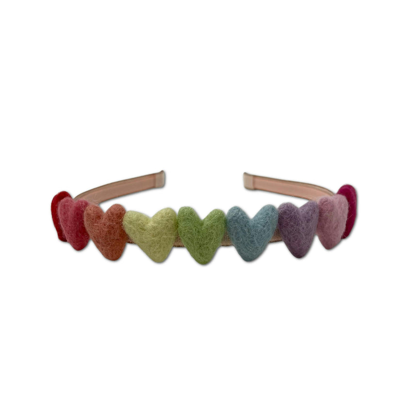Rainbow Hearts Headband, Pink