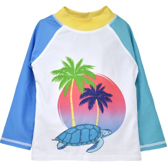 UPF 50+ Graphic Rash Guard Swim Top - F