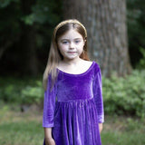 Twirly Dress in Dark Purple Stretch Velvet