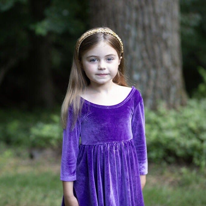 Twirly Dress in Dark Purple Stretch Velvet