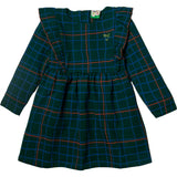 Recycled Cotton Grid Kid Ruffle Dress