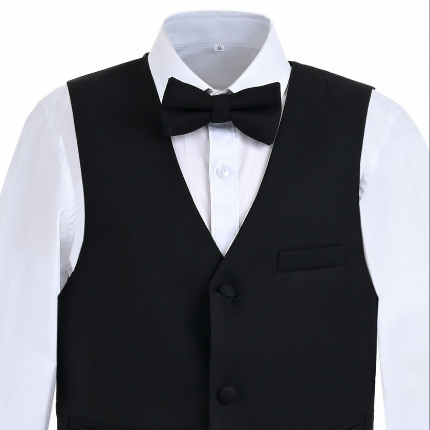 Black Serge Formal Vest & Bow Tie Suit Set