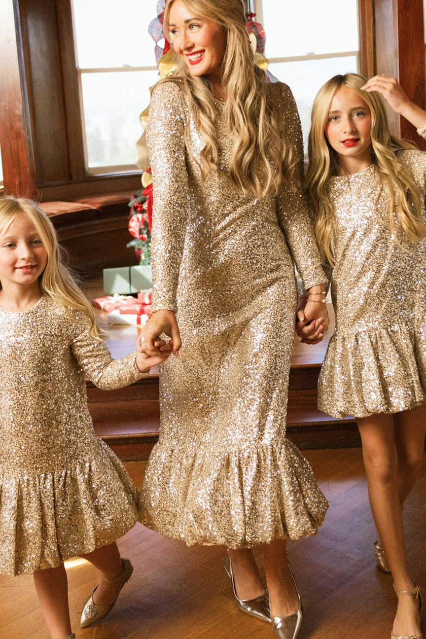 Mini Luminaria Dress in Champagne Sequin