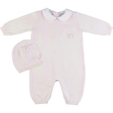 Girls Pique Collar Knit Longall with Hat Pink