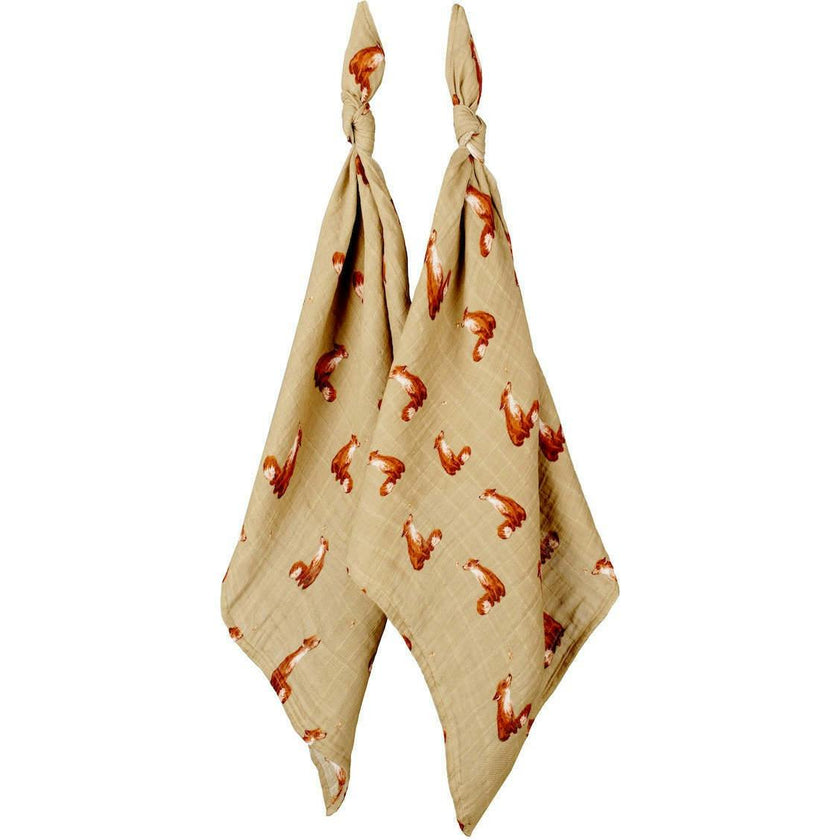 Gold Organic Cotton Muslin Two-Piece Burp Cloth Set