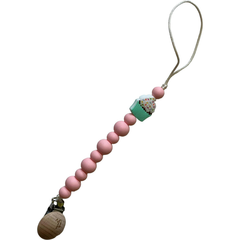 Cup Cake Pacifier And Toy Clip
