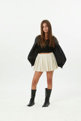 Jane Cream Soft Plaid Pleated Skort