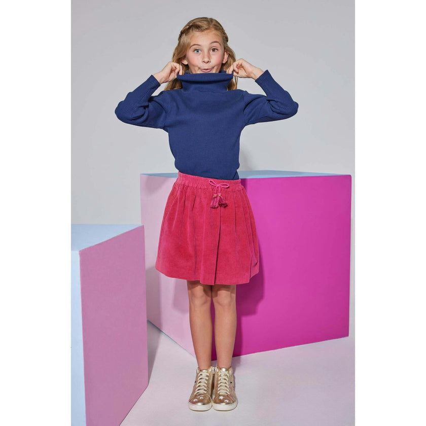 Velvet Elastic Waist Drawstring Pull-On Circle Skirt
