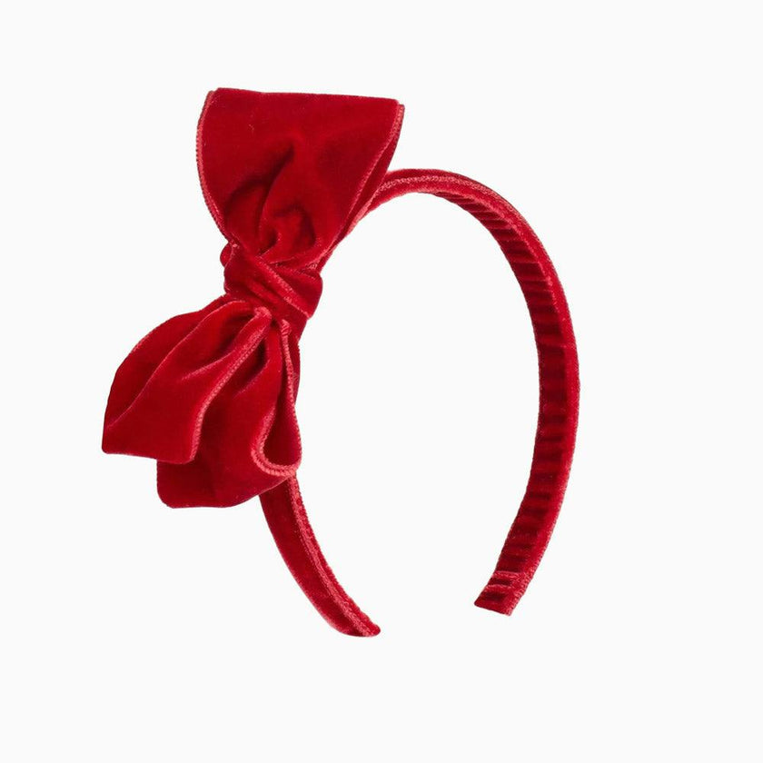 Velvet Big Bow Alice Band in Red