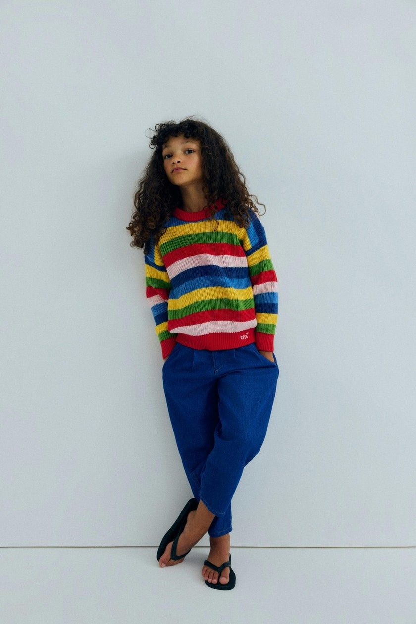 Canela Jumper Tulip Red Multicolor Stripes