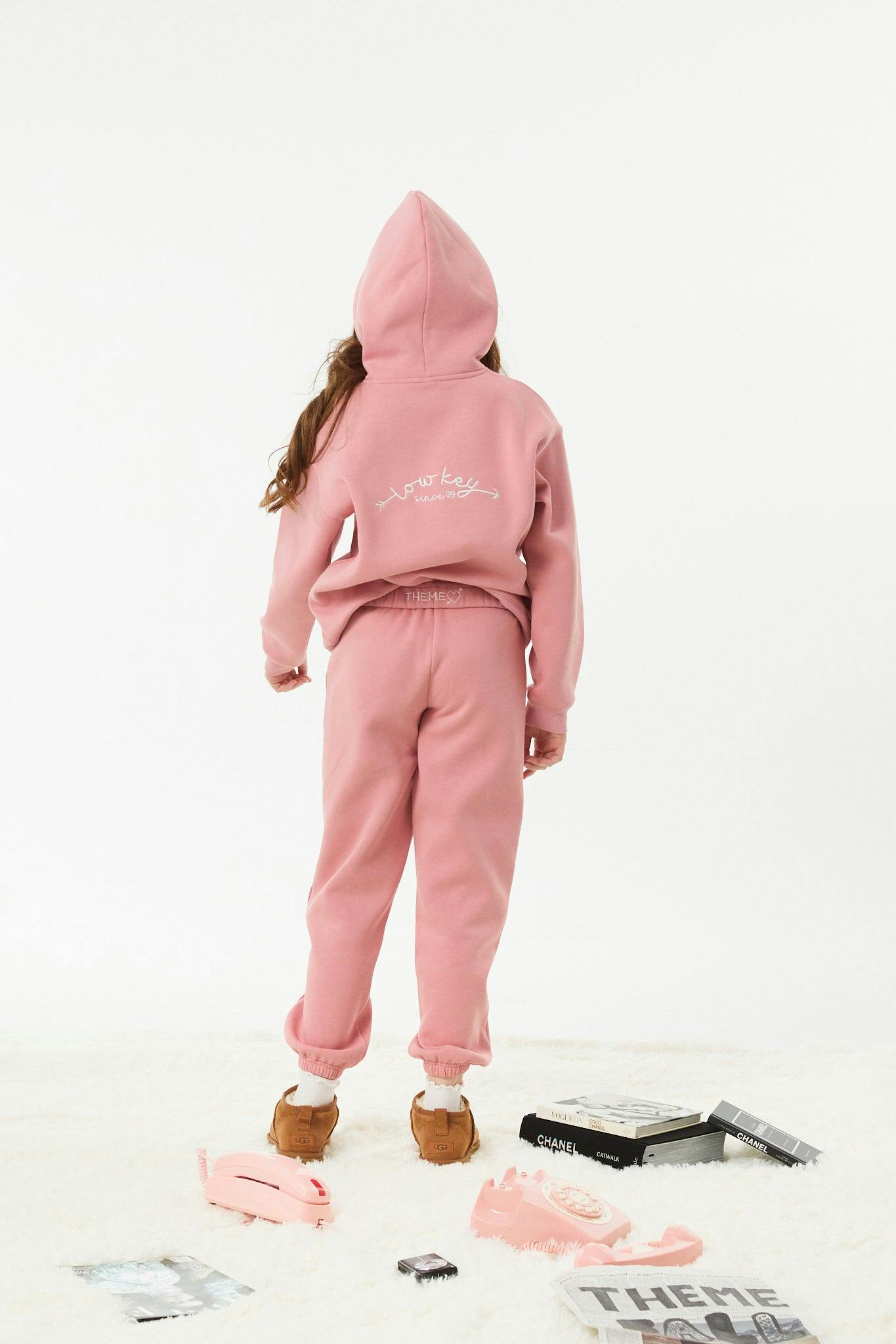 Lea Rose Pink French Terry Oversized Hoodie - Low Key