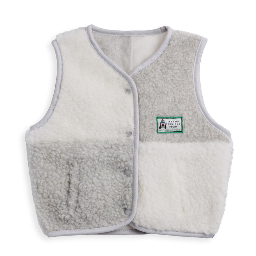 children's merino wool vest - cream & grey