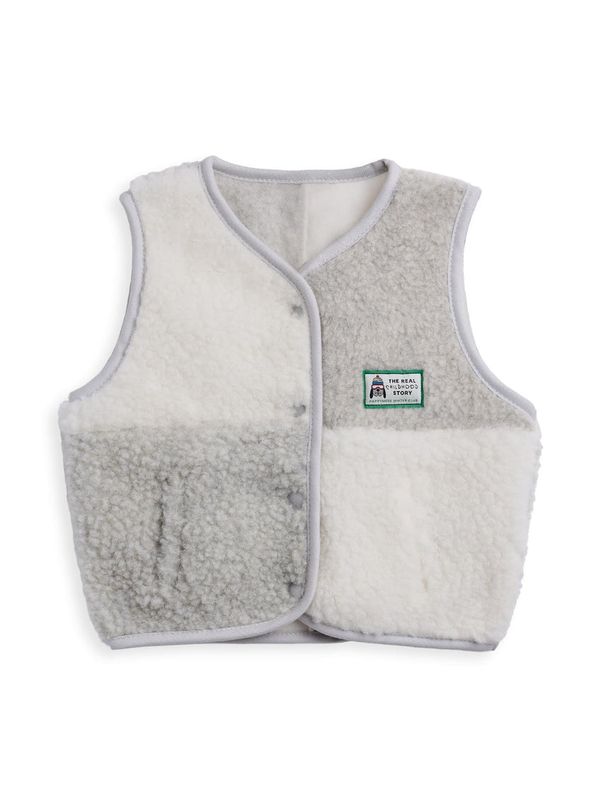 children's merino wool vest - cream & grey