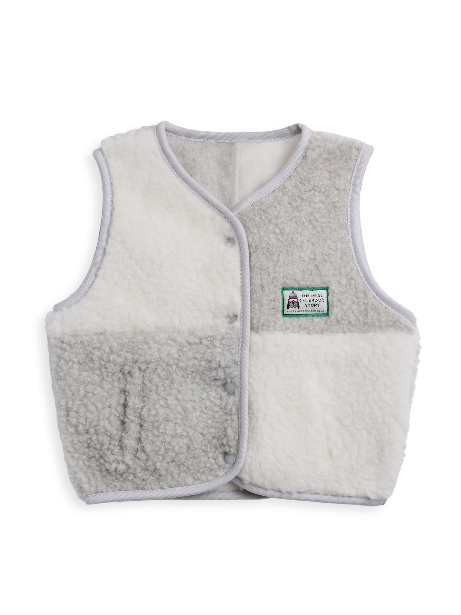 children's merino wool vest - cream & grey