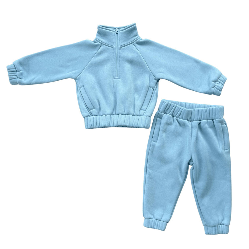 Fleece Zip Set Heather Gray