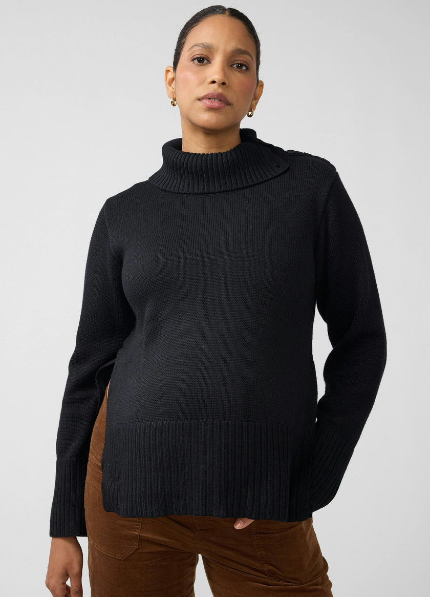 Knit High Neck Maternity Nursing Sweater