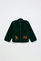 EMBROIDERY VEGETABLES VELVET JACKET GREEN