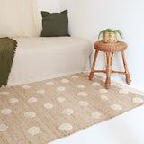 Nop Jute & Cotton Polka Dot Fringed Rectangular Rug