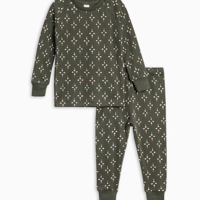 2 Piece Long Sleeve Jammie Set Basket / Cranberry