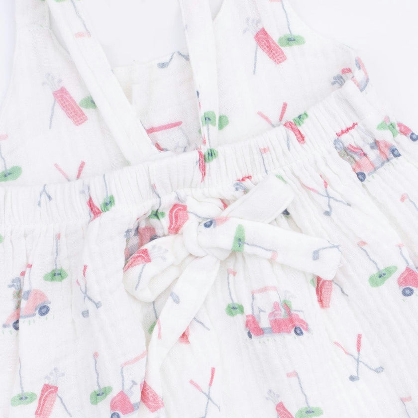 Baby Golf Carts Pink - Tie Back Romper