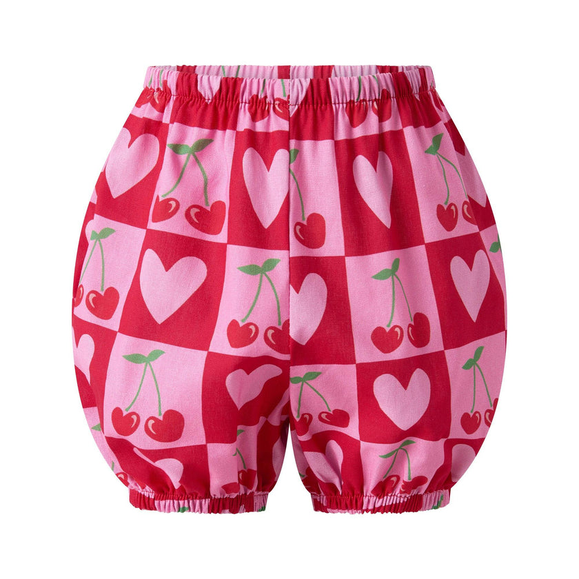 Cherry Heart Bow Dress and Bloomers