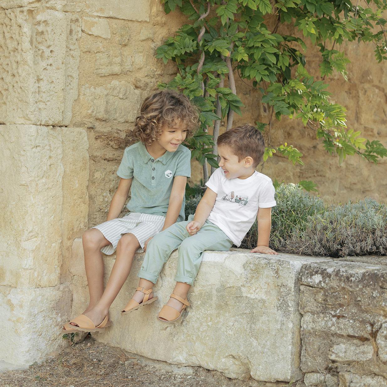 TARTINE ET CHOCOLAT Sea Green Striped Shorts