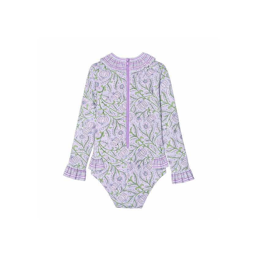 Long Sleeve One-Piece Swimsuit, Purple | POPPY BABY