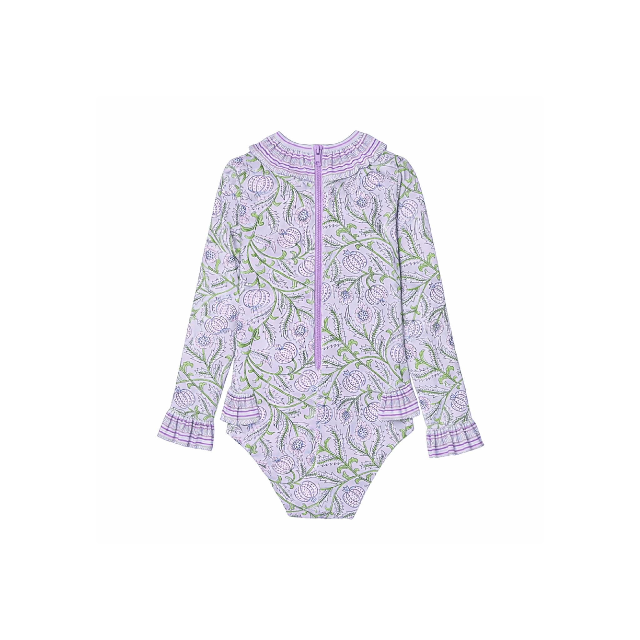 Long Sleeve One-Piece Swimsuit, Purple | POPPY BABY