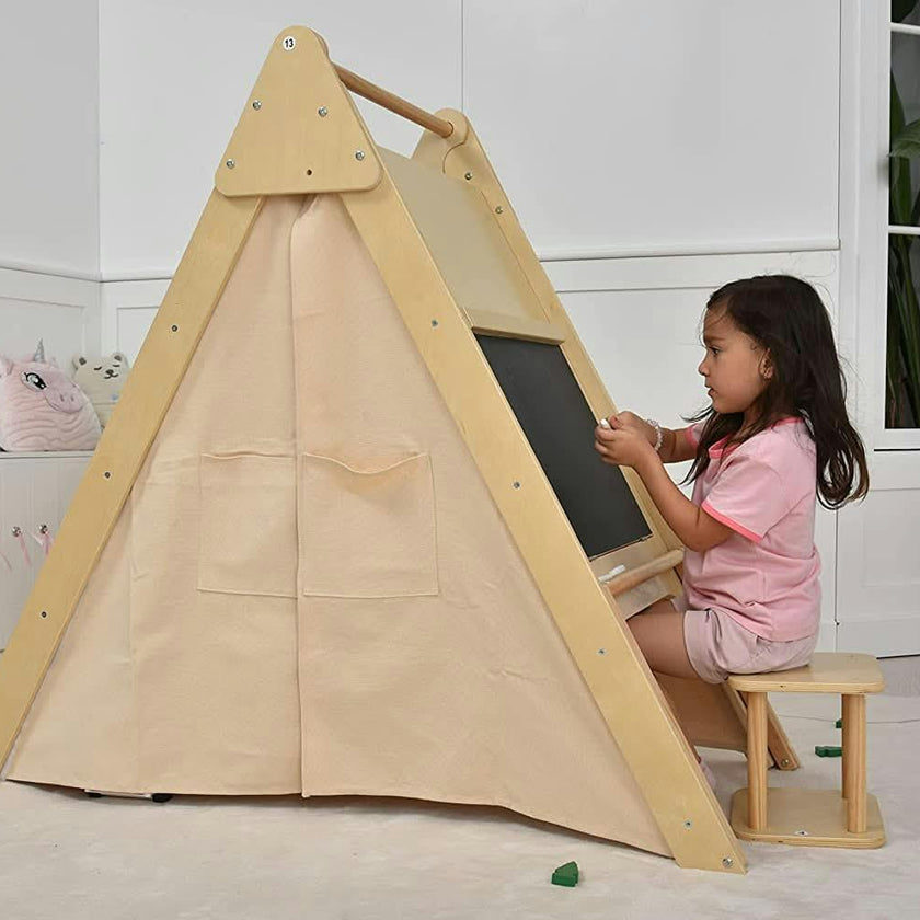 Oak - Wood Learning Tent and Climber with Desk and Chair