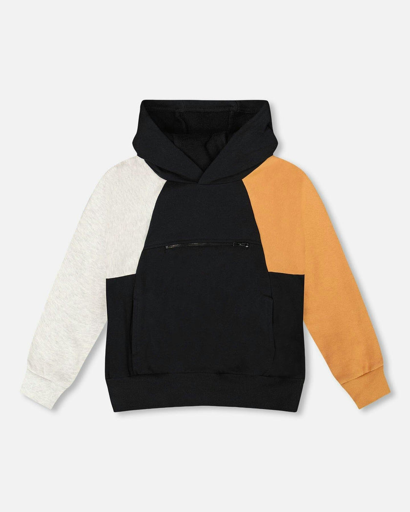 Pullover Hooded Fleece Sweatshirt with Zip Pocket