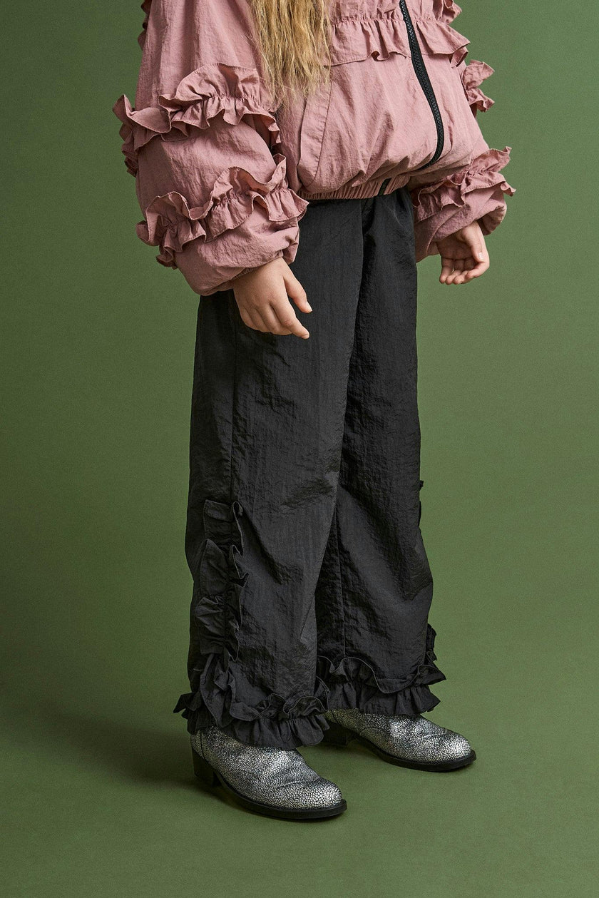 RUFFLES NYLON PANT BLACK
