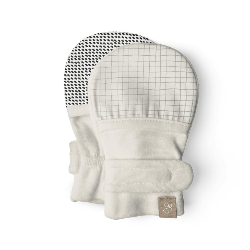 STAY ON 2-PACK MITTS | STORM GRAY + GRIDLOCK — Bamboo Organic Cotton Blend, 0–6M
